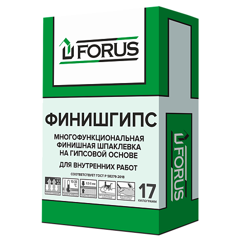 Forus Финишгипс - многофункциональная гипсовая  шпаклевка 17 кг.