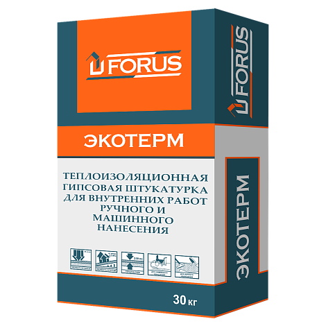 Forus Экотерм - теплоизоляционная гипсовая штукатурка 30 кг.