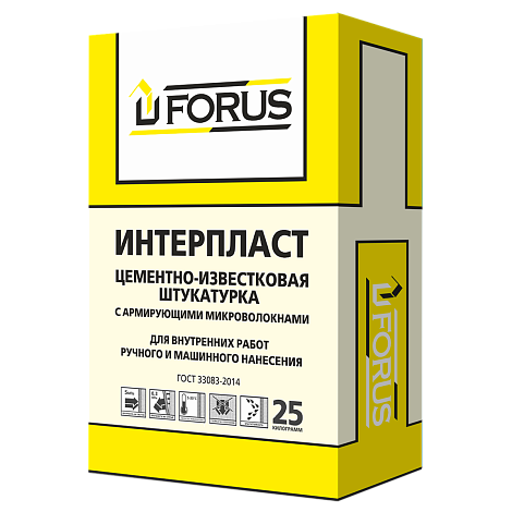 Forus Интерпласт - цементно-известковая штукатурка 25 кг.