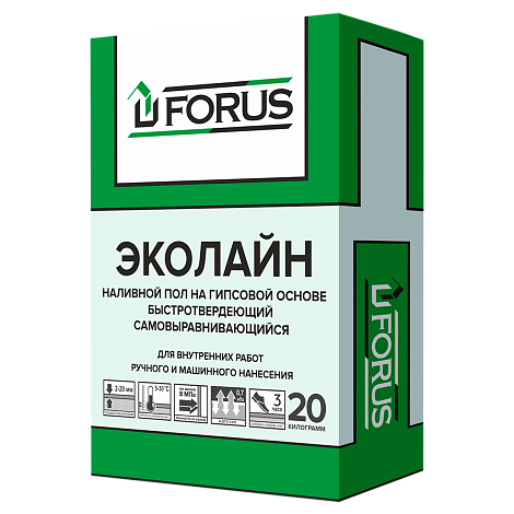 Forus  Эколайн - самонивелирующийся наливной пол на основе гипса 20 кг.